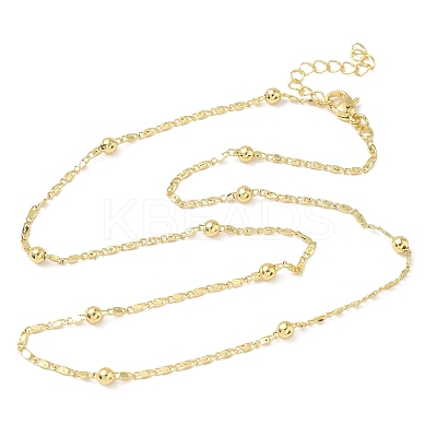 3.5MM Round Ball Brass Oval Link Chain Necklaces for Women LS-NJEW-K271-18G-1