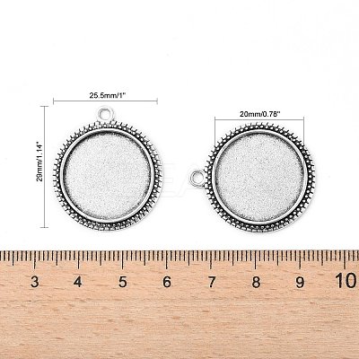 Tibetan Style Alloy Flat Round Pendant Cabochon Settings TIBEP-M022-34AS-1