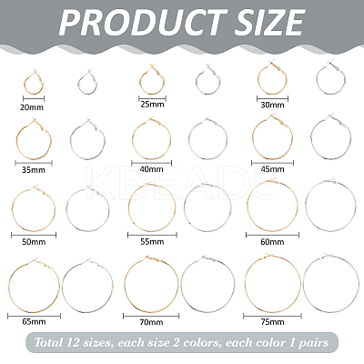 2 Colors Alloy Hoop Earring Sets EJEW-WR0001-02-1
