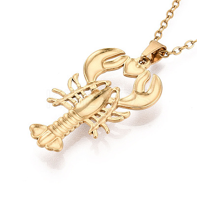 304 Stainless Steel Pendant Necklaces NJEW-T018-32G-1