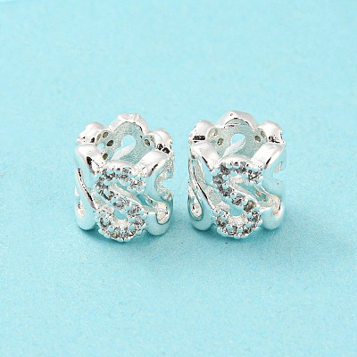 Brass Micro Pave Cubic Zirconia European Beads KK-H452-10S-1