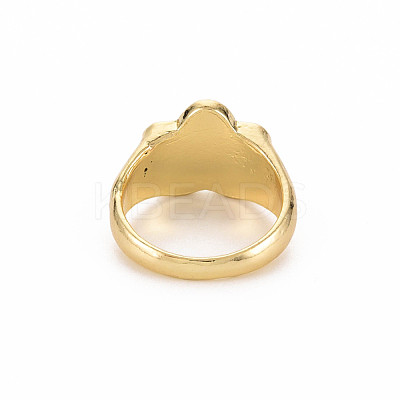 Rack Plating Light Gold Alloy Enamel Wide Band Rings RJEW-Q163-006-RS-1