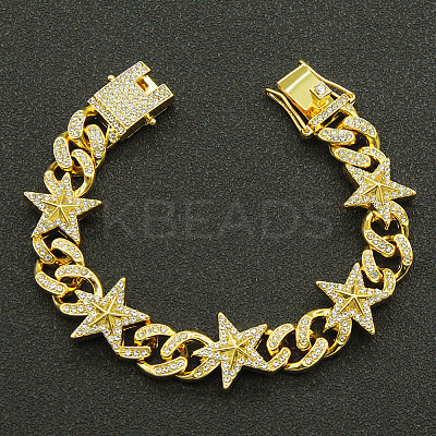 Alloy & Crystal Rhinestone Cuban Link Chain Bracelets for Men FS-WG45B08-01-1