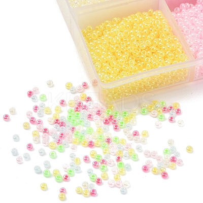 4800Pcs 6 Colors 12/0 Imitation Jade Glass Seed Beads SEED-YW0001-30-1