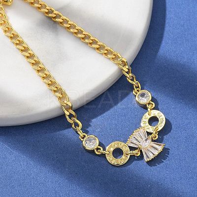 Brass Micro Pave Clear Cubic Zirconia Link Bracelets BJEW-U020-08G-1