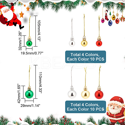 80Pcs 8 Style Christmas Ball Plastic Hanging Ornament AJEW-GA0006-02-1