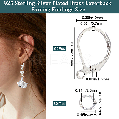 60Pcs Brass Leverback Earring Findings KK-CN0003-06-1