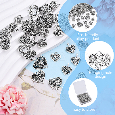 100Pcs 5 Styles Tibetan Style Alloy Pendants TIBE-YW0001-79-1
