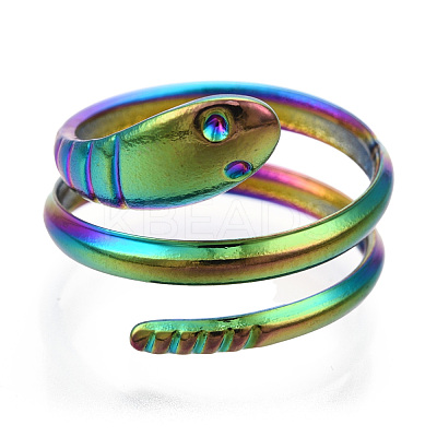 304 Stainless Steel Snake Twist Rings RJEW-N038-114M-1