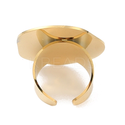 Irregular Round 304 Stainless Steel Open Cuff Rings for Women RJEW-S410-03G-01-1