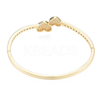 Clear Cubic Zirconia Double Heart Bangles BJEW-G651-01G-1