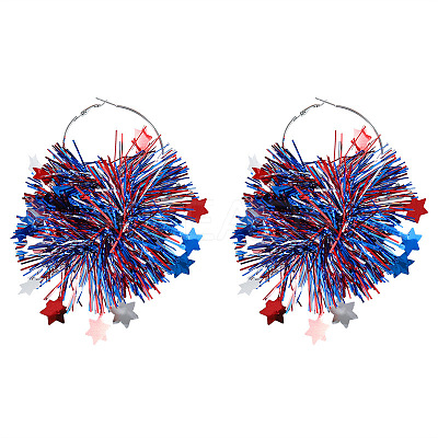 Independence Day Plastic Shiner & Alloy Hoop Earrings WG81119-03-1