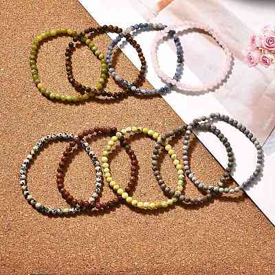Natural Mixed Stone Stretch Bracelets BJEW-JB02460-1