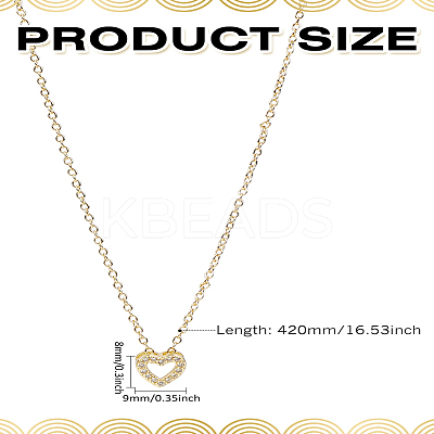 1Pc Brass Crystal Rhinestone Hollow Heart Pendant Necklaces for Women NJEW-LP0002-84-1