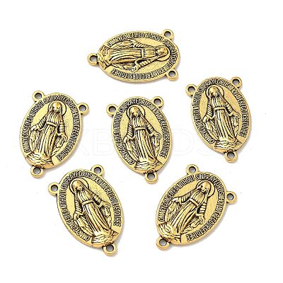 Holy Oval Carved Virgin Mary Tibetan Style Alloy Chandelier Component Links S-TIBEP-LF0961YKG-AG-1