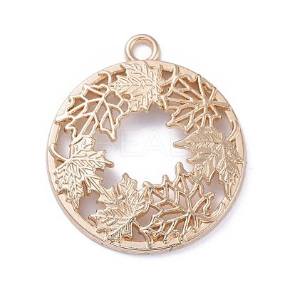 Autumn Theme Zinc Alloy Open Back Bezel Pendants PALLOY-E577-24KCG-1
