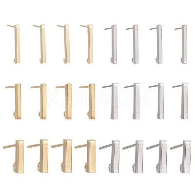 24Pcs 3 Size 304 Stainless Steel Stud Earring Findings STAS-LS0001-07-1