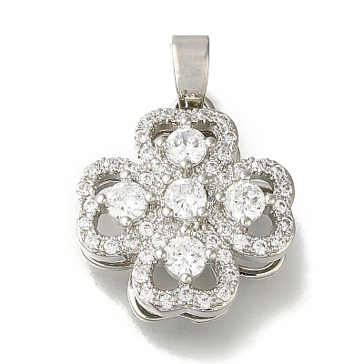 Rack Plating Brass Micro Pave Cubic Zirconia Pendant KK-H485-40P-1