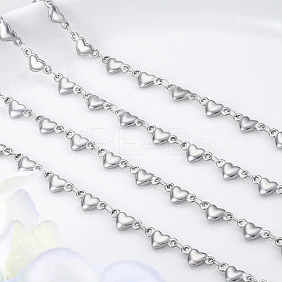 304 Stainless Steel Heart Link Chains CHS-B013-01P-1