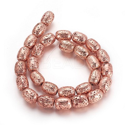Electroplated Natural Lava Rock Beads Strands G-P400-12-1