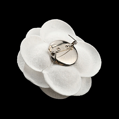 Cloth Art Camelia Brooch Pins AJEW-Q147-01D-1