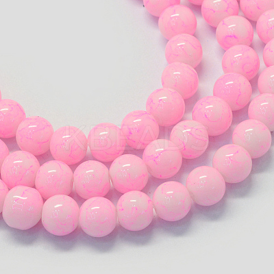 Baking Paint Glass Round Bead Strands DGLA-Q019-8mm-43-1