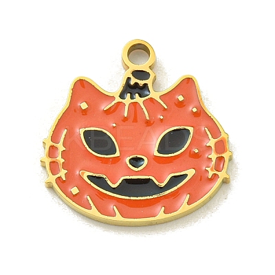 Halloween Theme Ion Plating(IP) 304 Stainless Steel Enamel Charms STAS-M011-03H-1