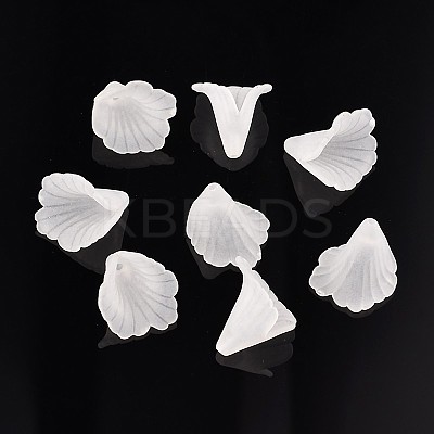 Transparent Frosted Acrylic Flower Beads X-PL551-1