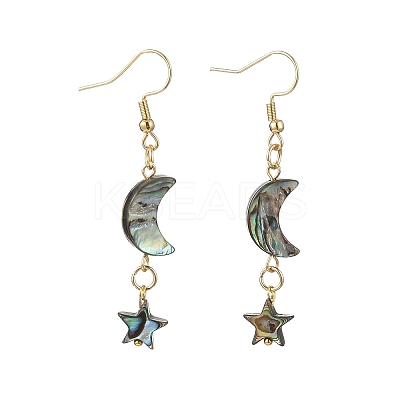 Natural Paua Shell Dangle Earrings for Women EJEW-JE07077-1