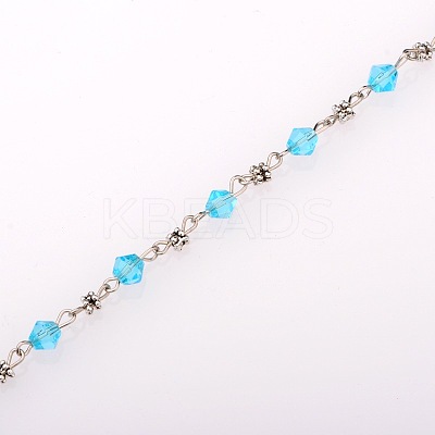 Handmade Bicone Glass Beads Chains for Necklaces Bracelets Making AJEW-JB00061-02-1