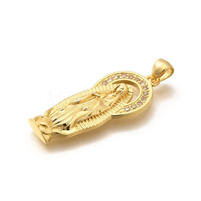 Religion Themed Rack Plating Brass Micro Pave Cubic Zirconia Pendants KK-L226-007G-24-1