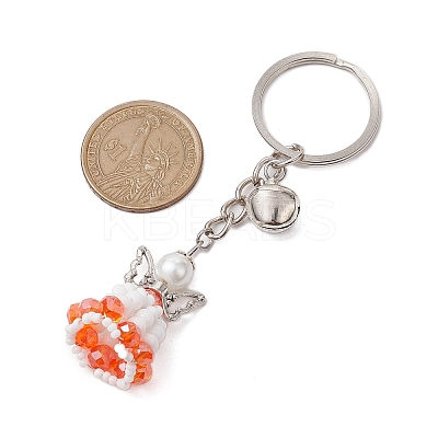 Glass Seed & Plastic Pearl & Alloy Keychain KEYC-MZ00025-1