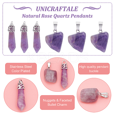 24Pcs 2 Styles Natural Amethyst Pendants G-UN0001-12C-1