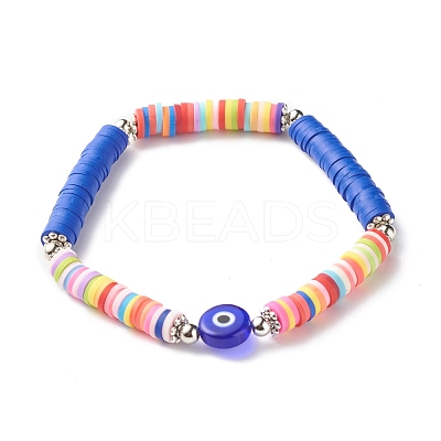 Handmade Polymer Clay Heishi Beads Stretch Bracelet BJEW-JB07372-1