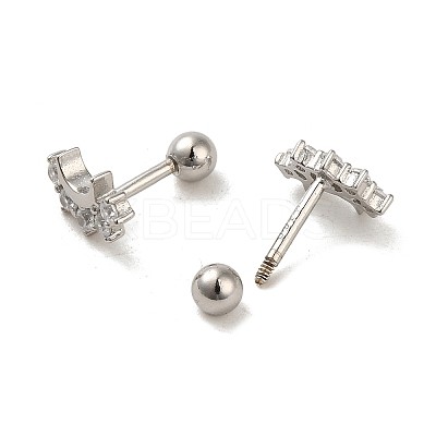 925 Sterling Silver Micro Pave Cubic Zirconia Earrings for Women EJEW-E307-04P-1
