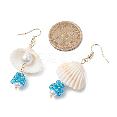 5Pair Shell Glass Dangle Earrings EJEW-MZ00424-1