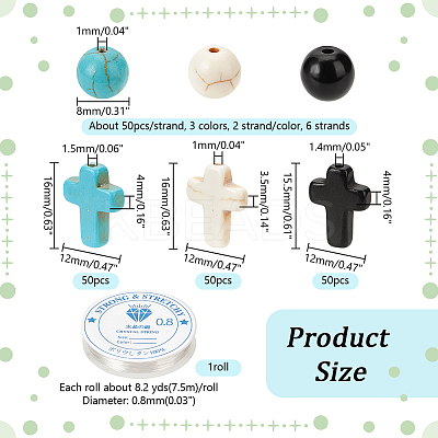DIY Synthetic Turquoise Round & Cross Bracelets Making Kits DIY-NB0012-31-1