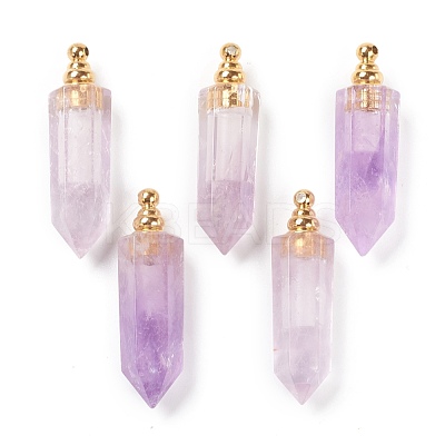Faceted Natural Amethyst Pointed Pendants G-H252-F01-1