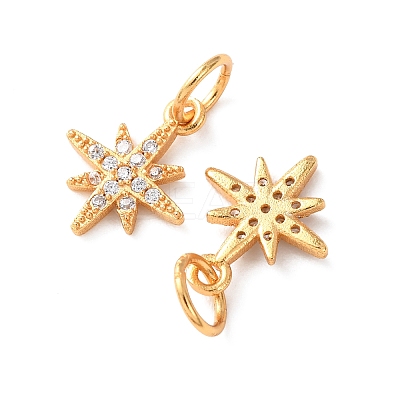 Brass Micro Pave Cubic Zirconia Charms KK-C157-39G-1