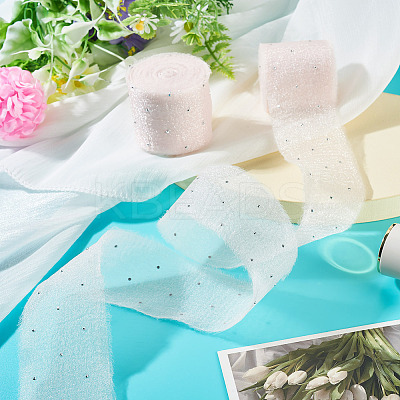 2Rolls Polyester Hot-fix Rhinestone Raw Edges Ribbon OCOR-TA0003-95F-1