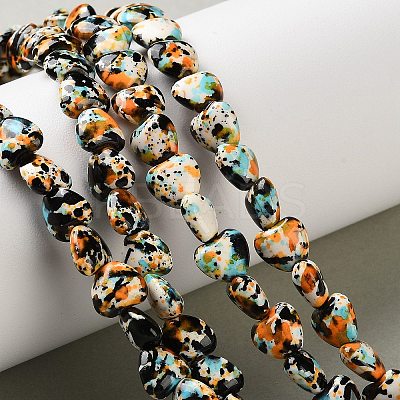 Spray Printed Synthetic Turquoise Beads Strands TURQ-P002-01A-04-1