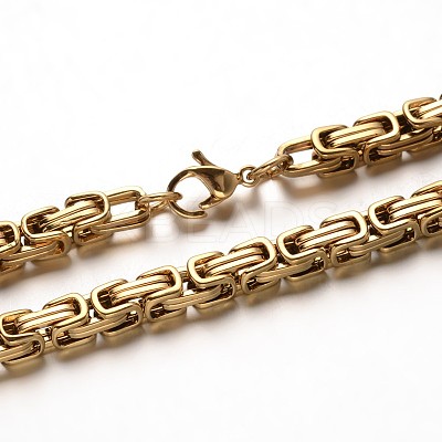 Trendy 304 Stainless Steel Byzantine Chain Bracelets BJEW-L510-10-1