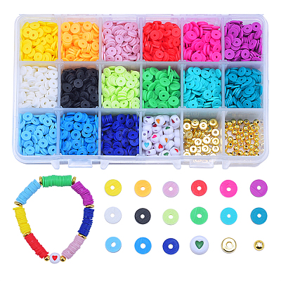 Flat Round Handmade Polymer Clay Beads CLAY-CJ0001-21-1