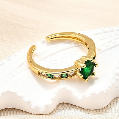 Brass Micro Pave Cubic Zirconia Cuff Rings for Women RJEW-H247-06G-1