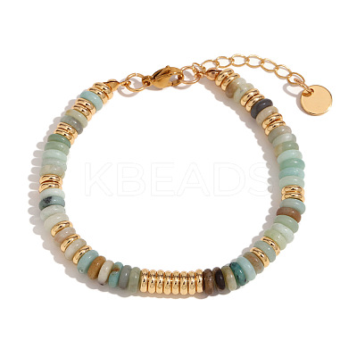 Retro Natural Jade & Stainless Steel Beaded Bracelets for Women NO5359-1-1