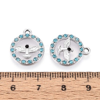 Rack Plating Alloy Rhinestone Pendants PALLOY-T091-22C-G-1-1