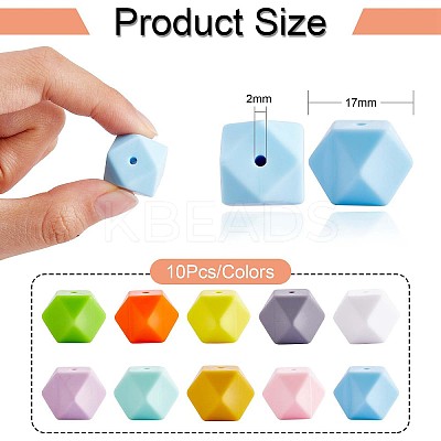 100Pcs Silicone Beads Mixed Color Hexagonal Silicone Beads Bulk Spacer Beads Silicone Bead Kit for Bracelet Necklace Keychain Jewelry Making JX307A-1