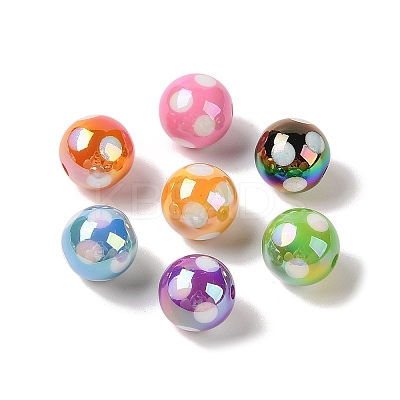 10Pcs UV Plating Colours Acrylic Beads OACR-S146-01E-1