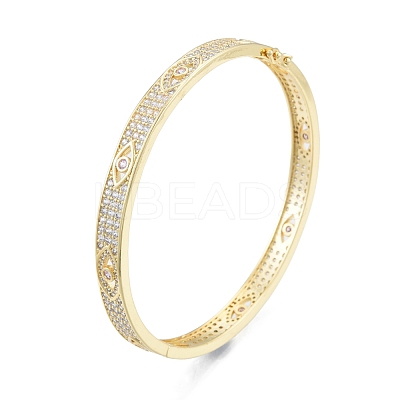 Cubic Zirconia Horse Eye Hinged Bangle BJEW-G651-07G-02-1