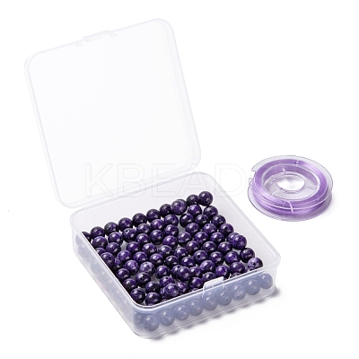 100Pcs 8mm Natural Charoite Round Beads DIY-LS0002-12-1